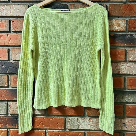 Eileen Fisher Organic Linen Cotton Rib Bateau Neckline Boxy Sweater - Picture 2 of 5